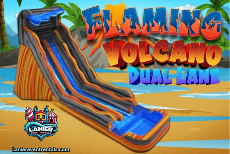 20' Flaming Volcano Dual Lane Dry Slide