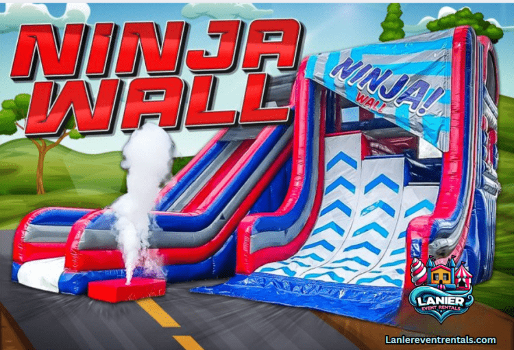 Ninja Warrior Obstacle Wall and 22' Slide