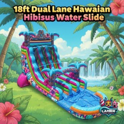 18' Dual Lane Hawaiian Hibiscus Water Slide